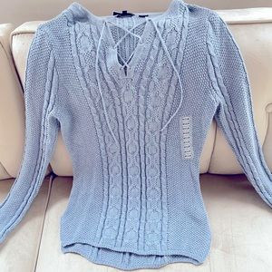 Lace Up light blue sweater